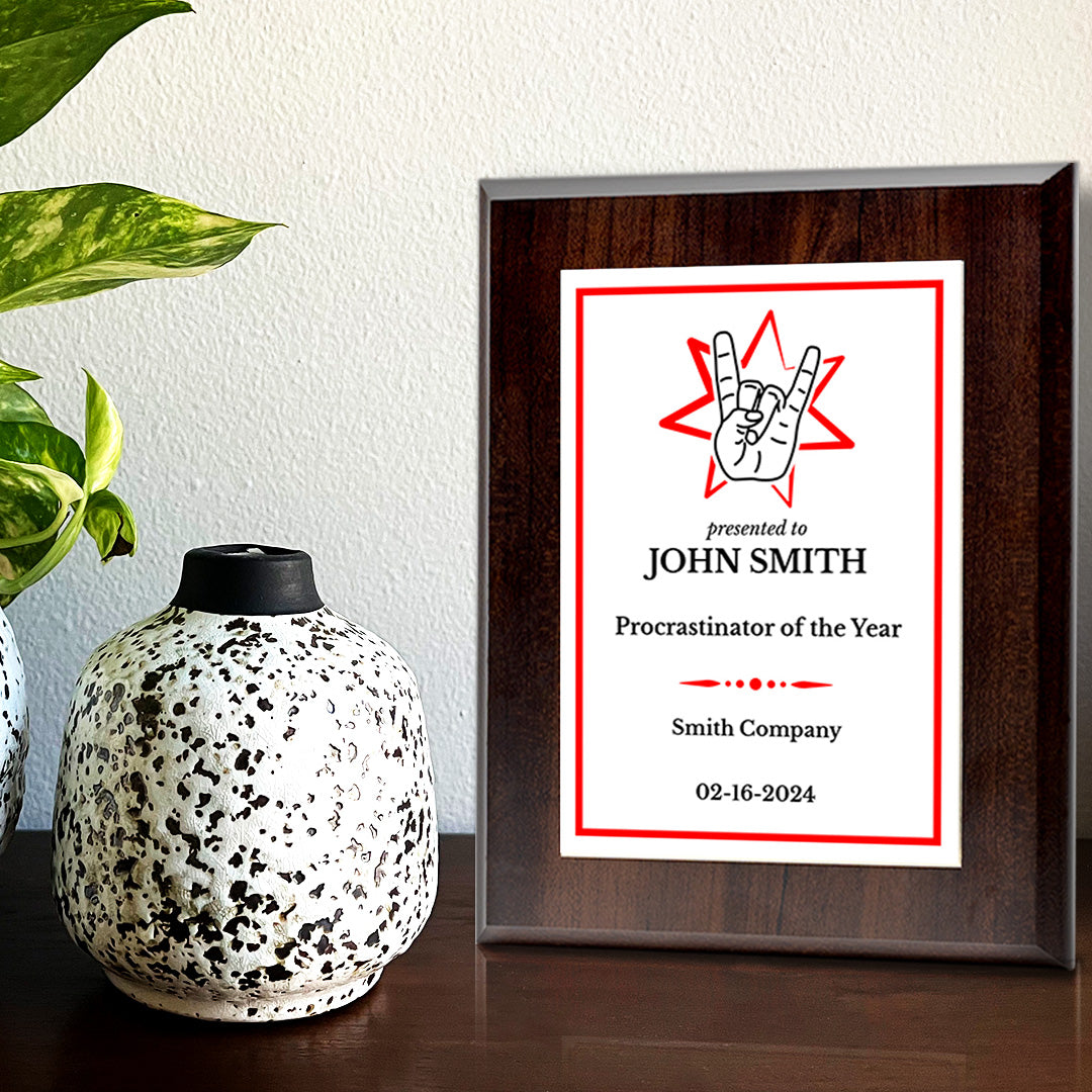 Rock and Roll Novelty Funny Customizable Award Plaque |Easel Mount Option | Funny Parody Achievement Personalizable Plaques