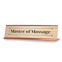 Master of Massage Rose Gold Frame Desk Sign (2x8") Novelty Workplace and Home Office Decoration For Him