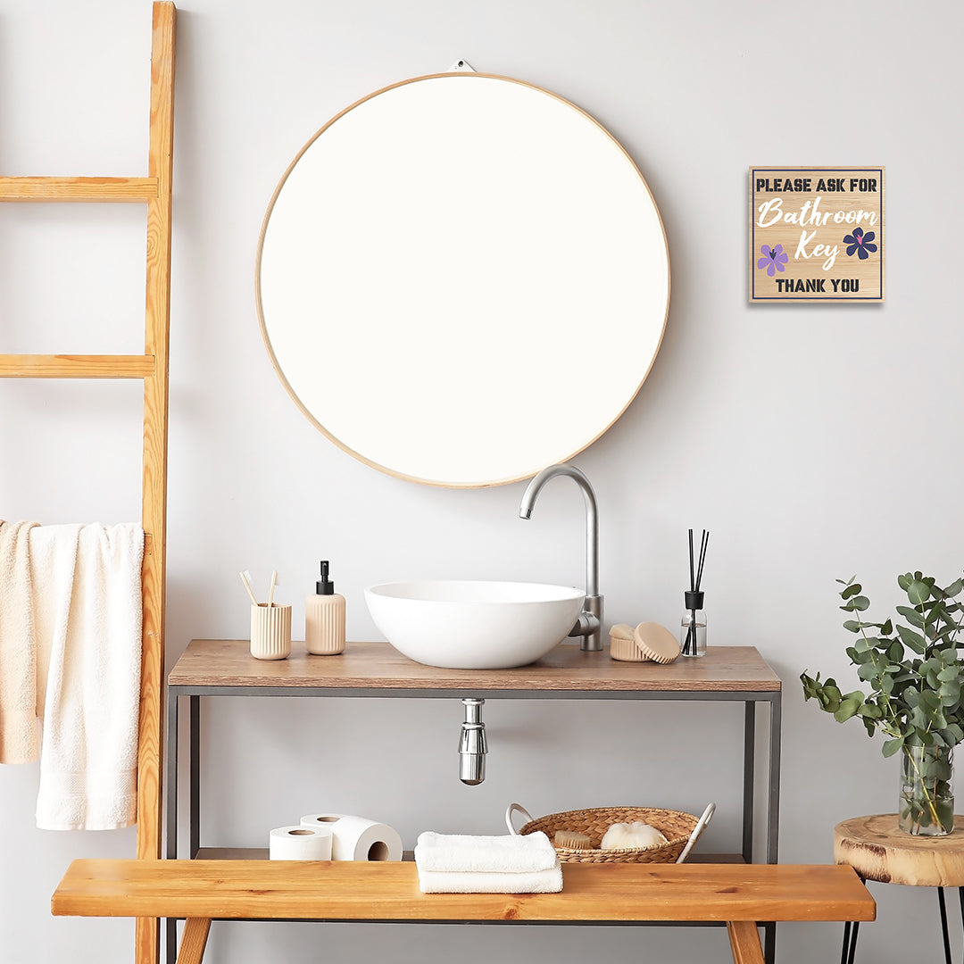 Square Plus Please Ask For Bathroom Key Thank You Wall or Door Sign | Public Spaces Signage