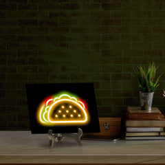 Taco Neon Graphic Style Table Sign with Acrylic Stand (6x8“) | Live Streamer Gaming Themed Decoration