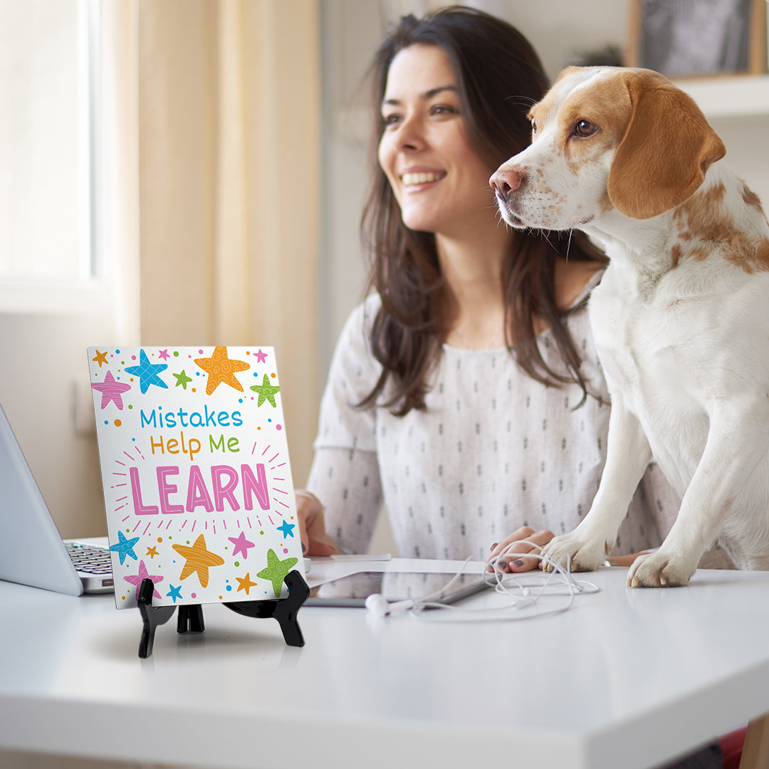 Mistakes Help Me Learn Table Sign with Acrylic Stand (6x8“) | Elementary School Decoration