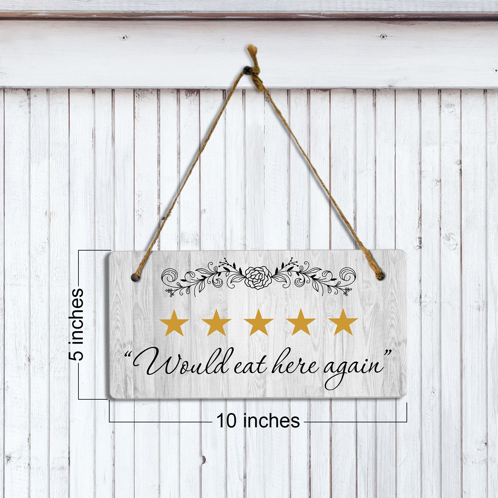 Would Eat Here Again 5x10 Hanging Plus Wall or Door Sign | Kitchen Home Décor