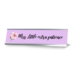 Mrs. Little Extra Patience, Silver Frame Desk Sign (2x8)