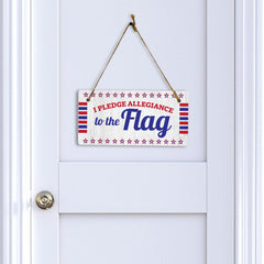 I Pledge Allegiance To The Flag 5x10 Hanging Plus Wall or Door Sign | Patriotic Home & Office Decor