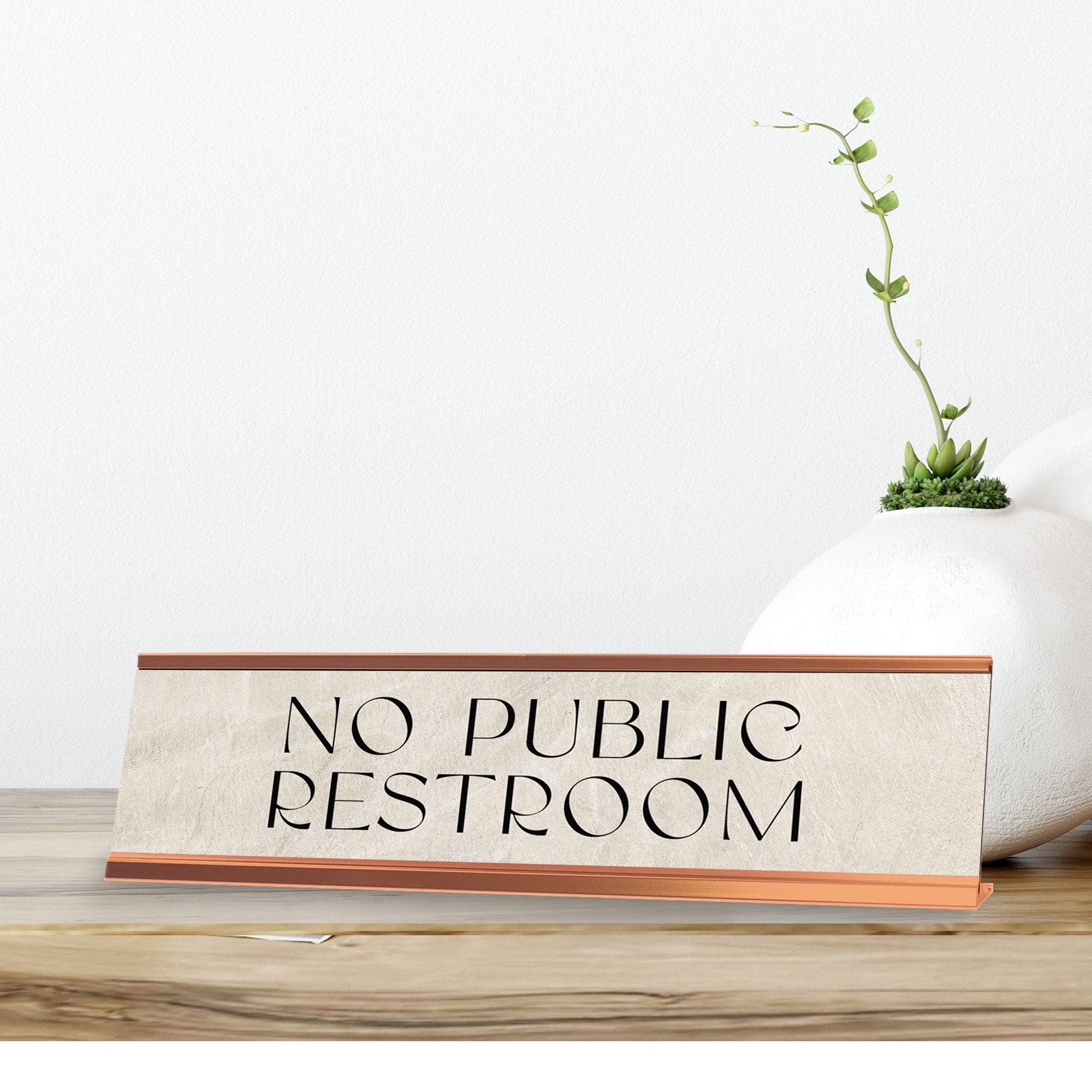 Signs ByLITA No Public Restroom Gold Frame, Novelty Desk Sign (2x8?)