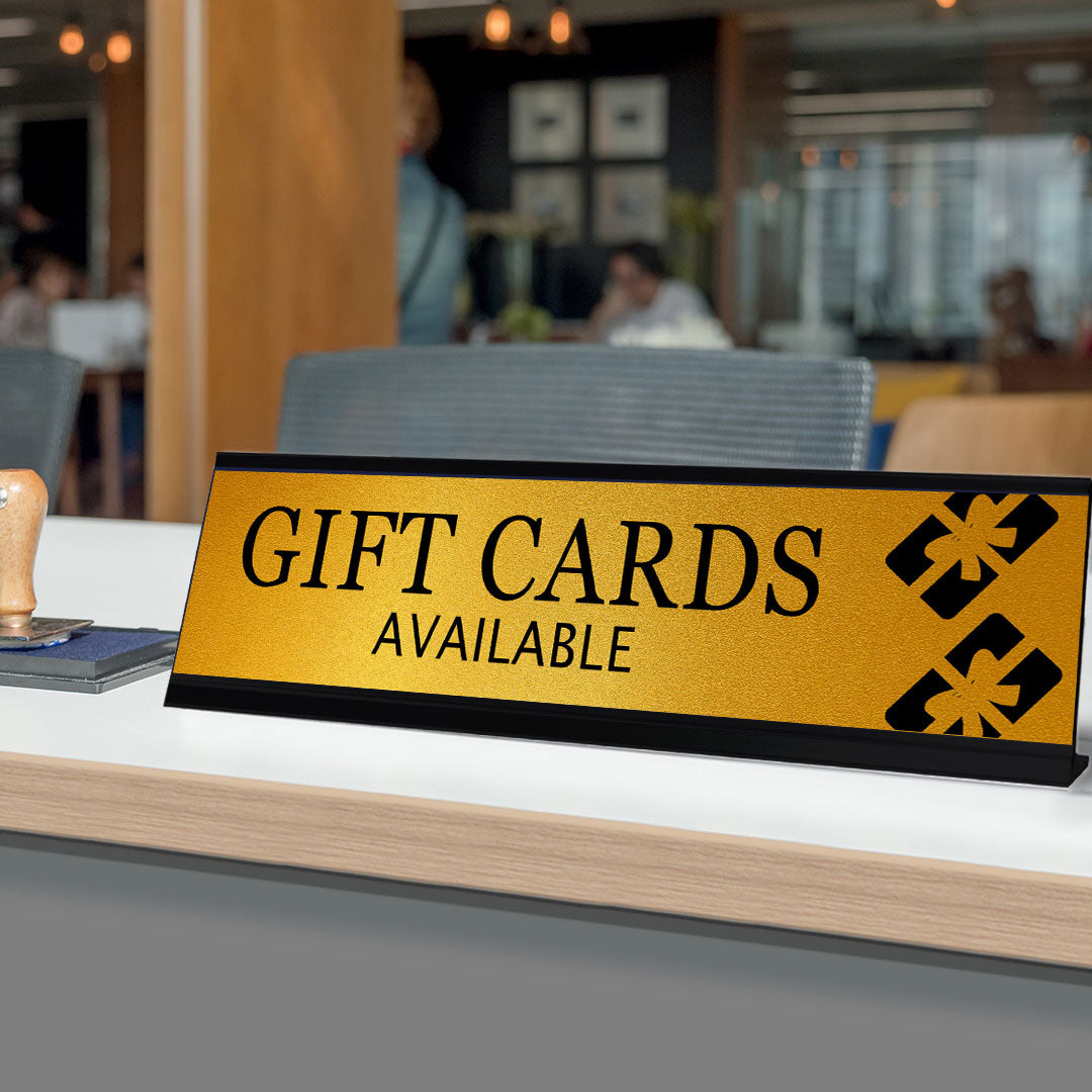 Signs ByLITA Gift Cards Available Graphic Black Frame, Desk Sign (2x8")