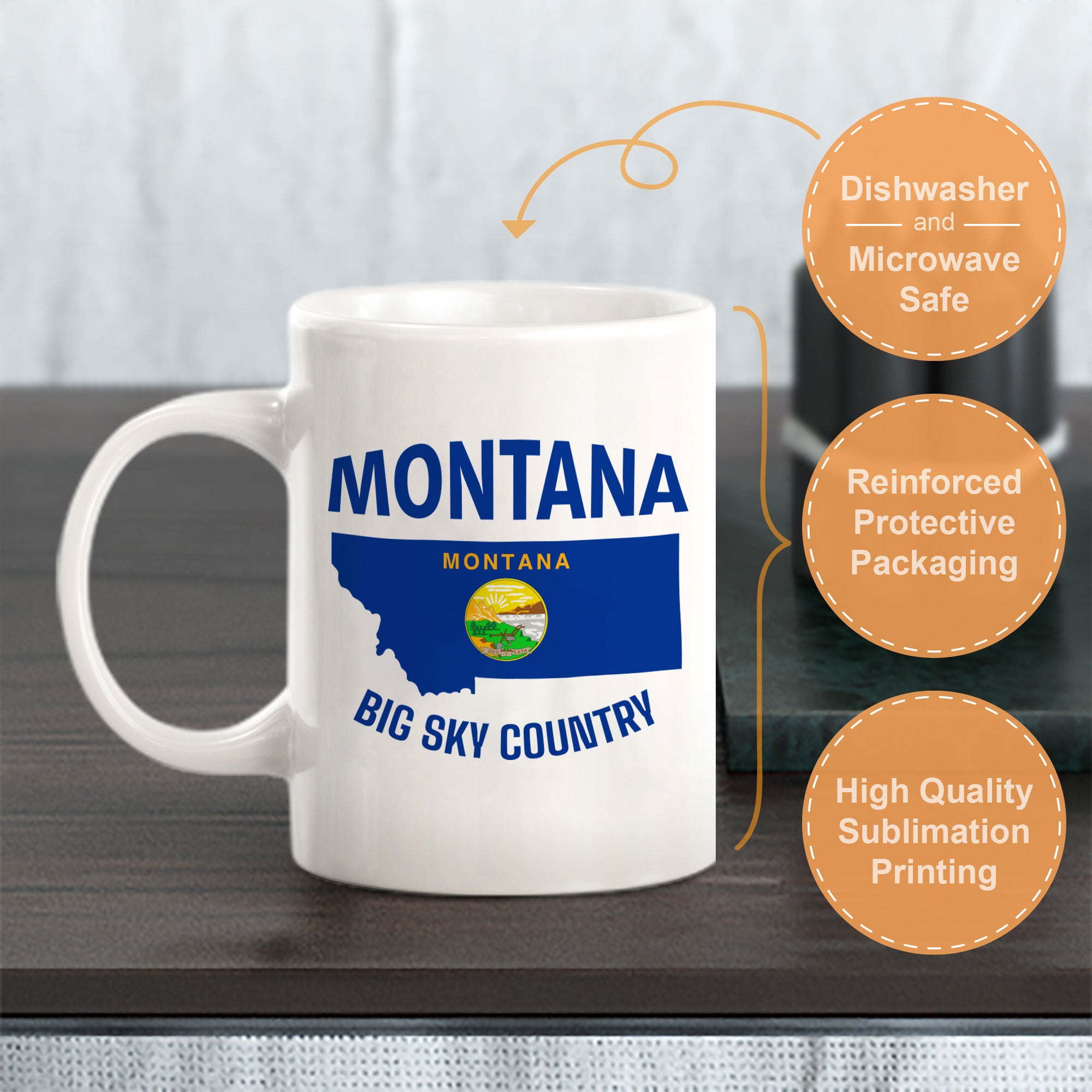 Designs ByLITA Montana: Big Sky Country 11oz Plastic or Ceramic Coffee Mug | State Pride Collection