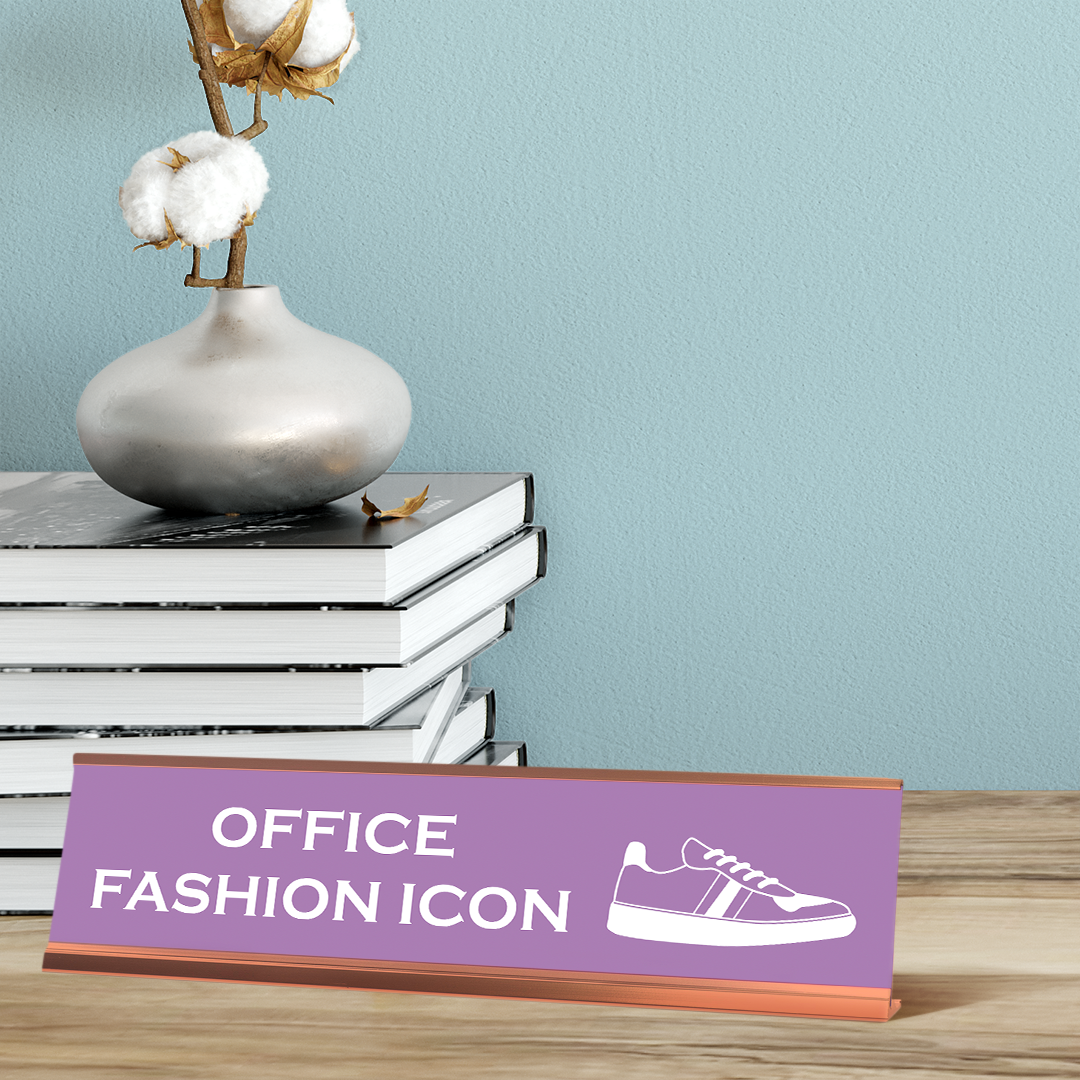 Office Fashion Icon (Sneakers) Desk Sign (2x8")