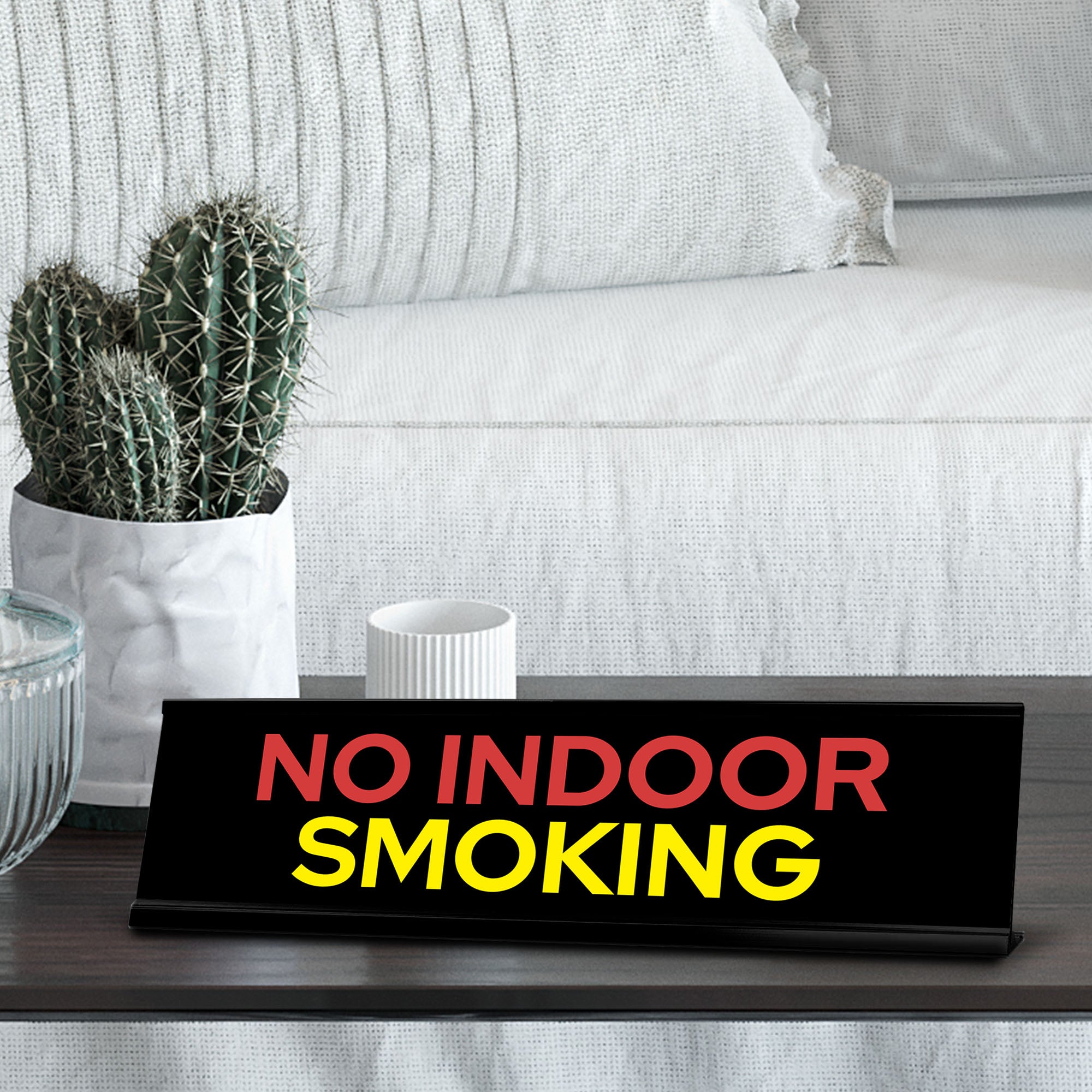 Signs ByLITA Indoor No Smoking Black Frame, Desk Sign (2x8")