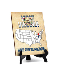 West Virginia: Wild and Wonderful Table Sign with Acrylic Stand (6x8“)| State Pride Collection | Perfect Gift for Coworkers or Family