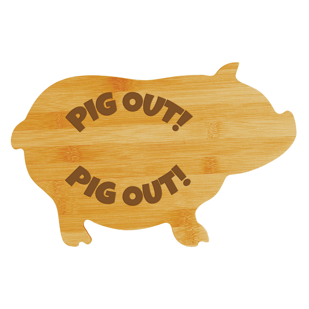 Pig Out! (13.75 x 8.75") Pig Shape Cutting Board | Funny Decorative Kitchen Chopping Board