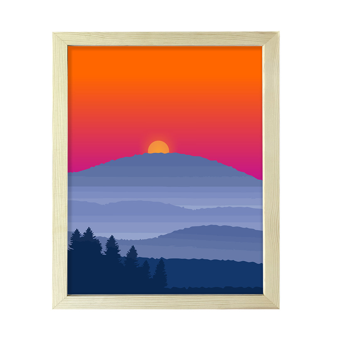 Designs ByLITA Blue Ridge Mountain Sunset, Wall Print Art | Beautiful Flowers | Stylish Modern Decoration For The Home and Office