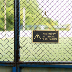 No Entry Without Permission 5x10 Hanging Plus Wall or Door Sign | Rustic Twine | Workplace Safety Signage