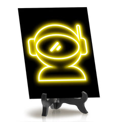 Astronaut Neon Graphic Style Table Sign With Acrylic Easel | Live Streamer Gaming Themed Decoration