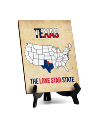 Texas: The Lone Star State Table Sign with Acrylic Stand (6x8“) | State Pride Collection | Perfect Gift for Coworkers or Family
