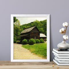 Peaceful Mountain Farm, Framed Print Sign Easy Installation | Forest and Trees | Stylish Modern Decoration For The Home and Officer