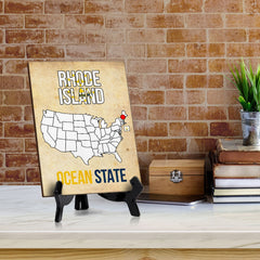 Rhode Island: Ocean State Table Sign with Acrylic Stand (6x8“) | State Pride Collection | Perfect Gift for Coworkers or Family
