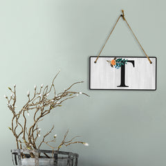 T Flower Decor 5x10 Hanging Wall or Door Sign | Alphabet Letter Room Decoration