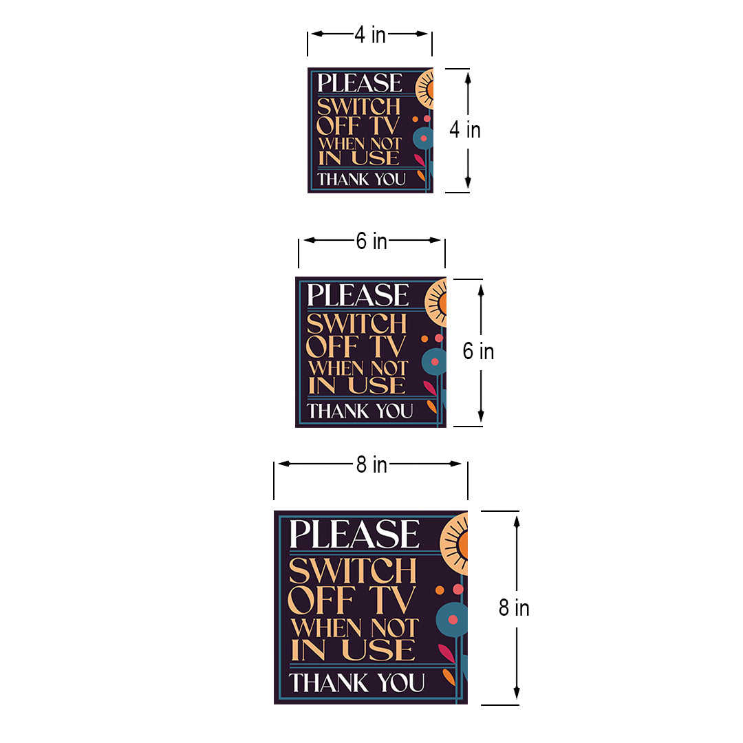 Square Plus Please Switch Off TV When Not In Use Thank You Wall or Door Sign | Public Spaces Signage