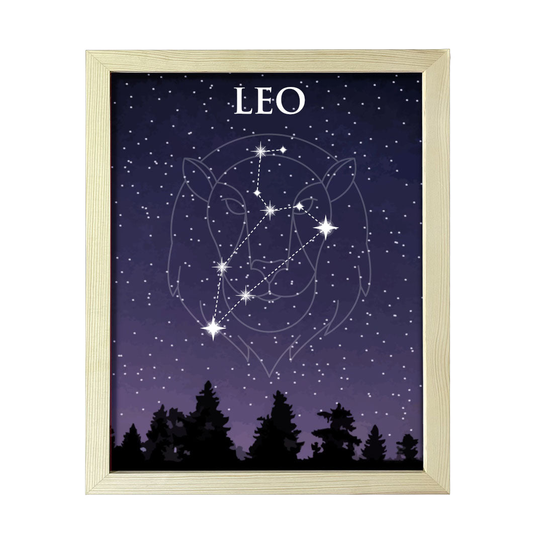 Designs ByLITA Leo Zodiac Sign Night Sky, Wall Print Art | Home and Office Decor | Astrology Star Sign Bedroom Decoration | Perfect Gift