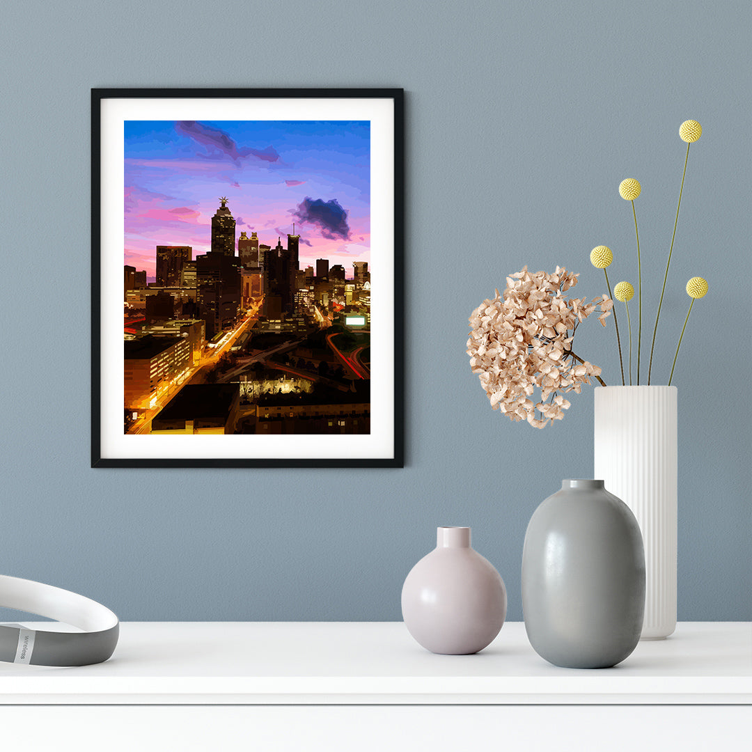 Designs ByLITA Sunset City Skyline, Wall Print Art | Old Masterpieces | Stylish Modern Decoration For The Home and Office
