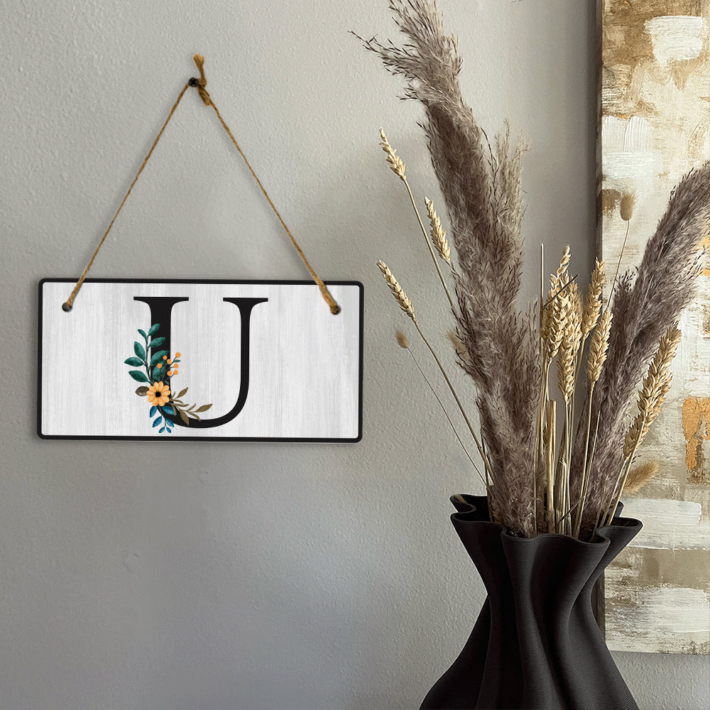 U Flower Decor 5x10 Hanging Wall or Door Sign | Alphabet Letter Room Decoration