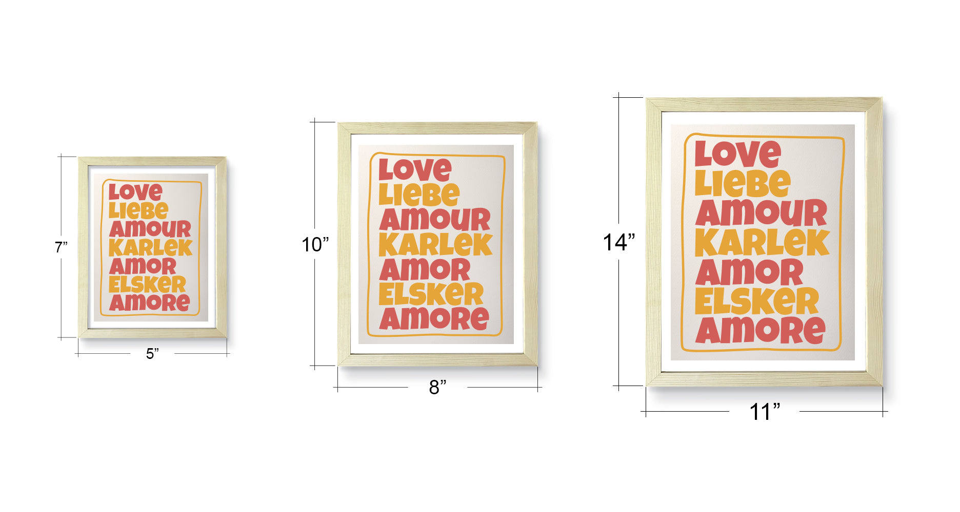 Designs ByLITA Love Liebe Amour Karlek Amor Elsker Amore, Wall Print Art | Funky Home Decor