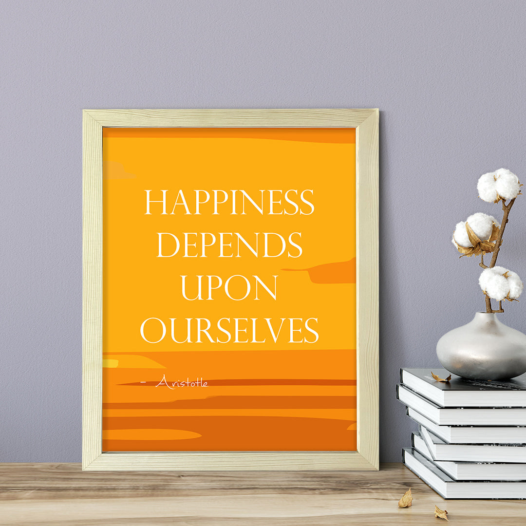 Designs ByLITA Happiness depends upon ourselves - Aristotle 2, FRAMED Print Inspirational Wall Art