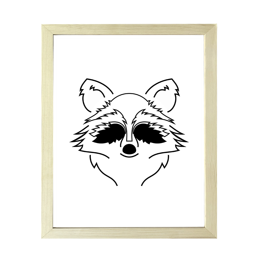 Designs ByLITA Racoon Outlined version, Wall Print Animals Art | Family Presents | Bedroom | Stylish Kindergarten Decor