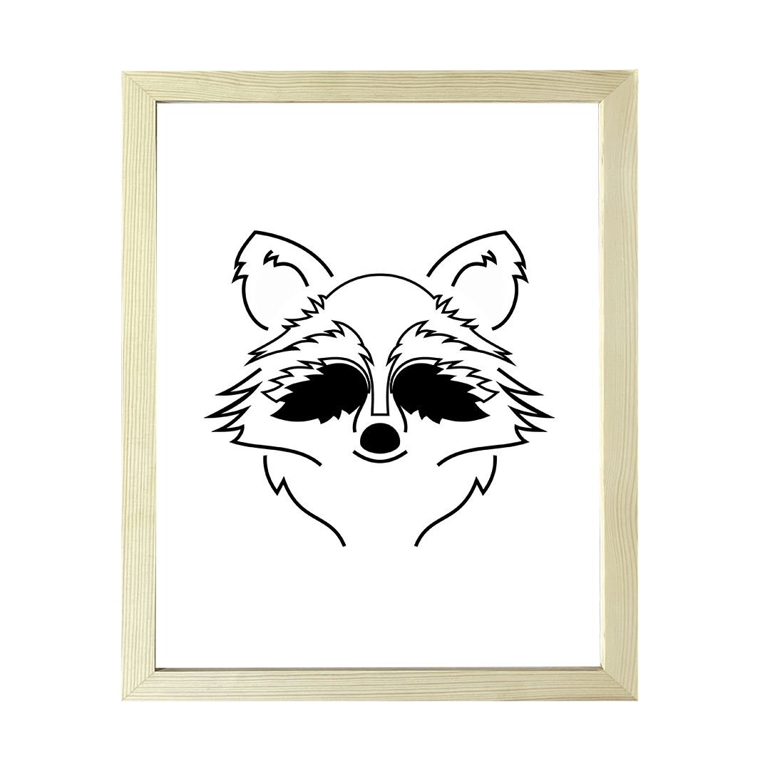 Designs ByLITA Racoon Outlined version, Wall Print Animals Art | Family Presents | Bedroom | Stylish Kindergarten Decor
