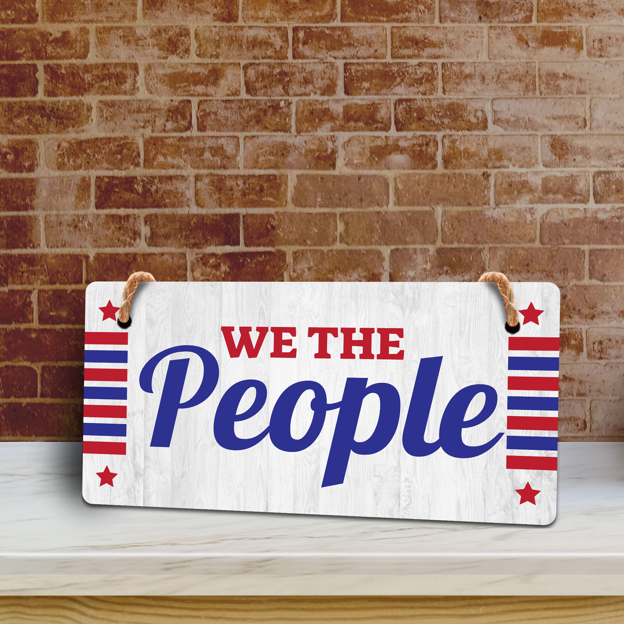 We The People 5x10 Hanging Plus Wall or Door Sign | Patriotic Home & Office Decor