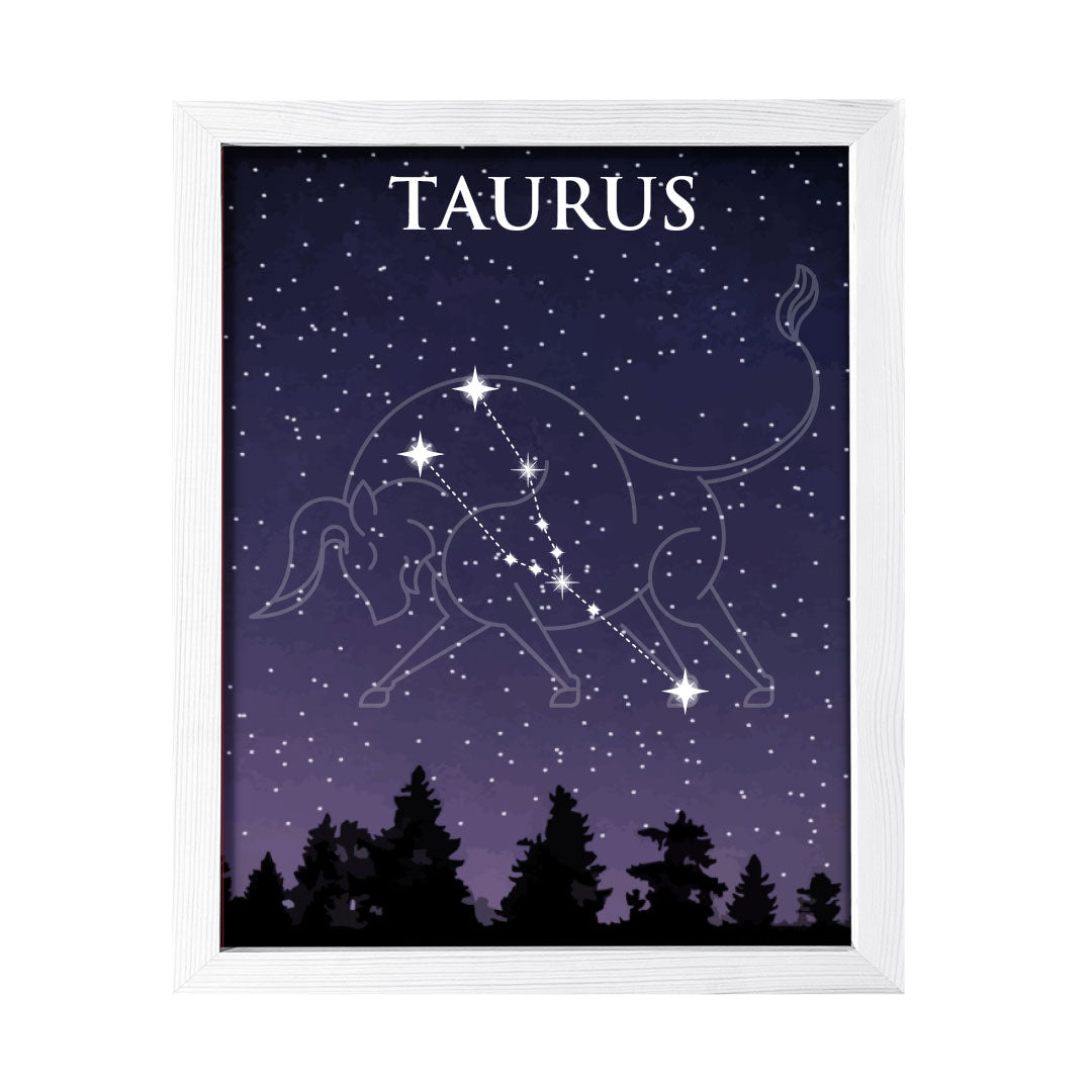 Designs ByLITA Taurus Zodiac Sign Night Sky, Wall Print Art | Home and Office Decor | Astrology Star Sign Bedroom Decoration | Perfect Gift