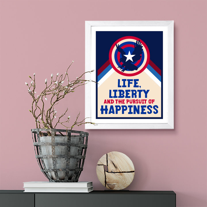 Designs ByLITA Life, Liberty and The Pursuit of Happiness, Wall Print Art | USA Patriotic Decoration (Unframed or Framed)