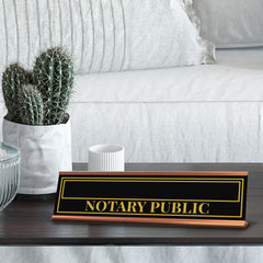 Signs ByLITA Custom Name Notary Public Gold Frame Desk Sign (2x8")