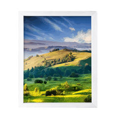 Misty Mountain Morning, Framed Print Sign Easy Installation | Countryside Beauty | Stylish Modern Decoration For The Home and Office