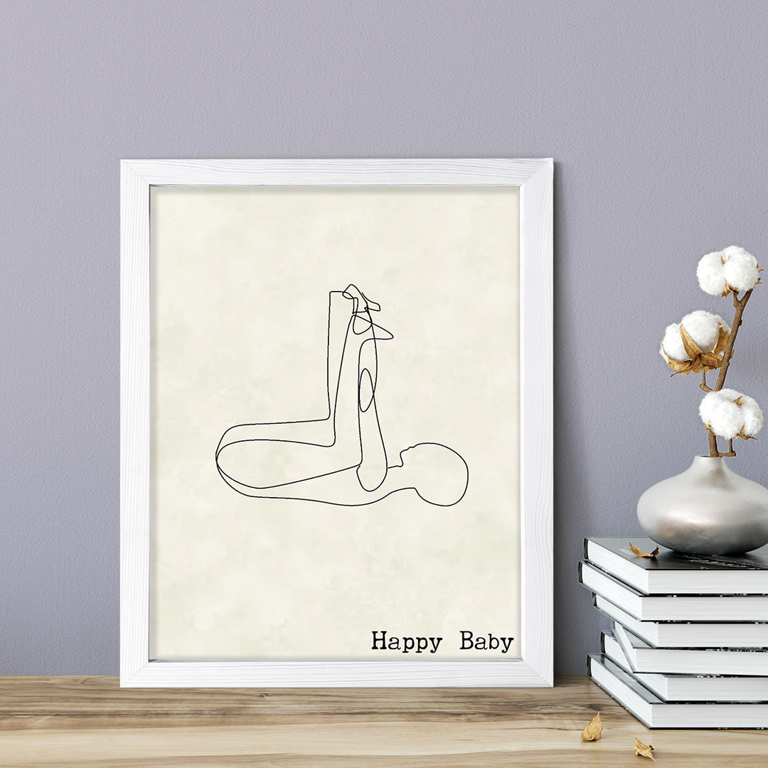Happy Baby, FRAMED Print Yoga Wall Art