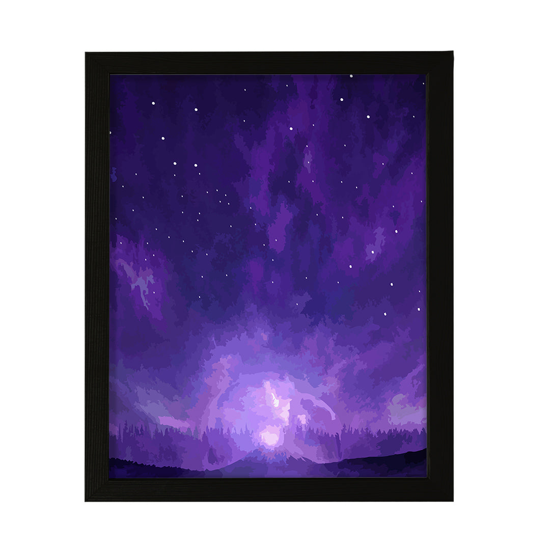 Designs ByLITA Violet Dreams Starry Night, Wall Print Art | Beautiful Flowers | Stylish Modern Decoration For The Home and Office