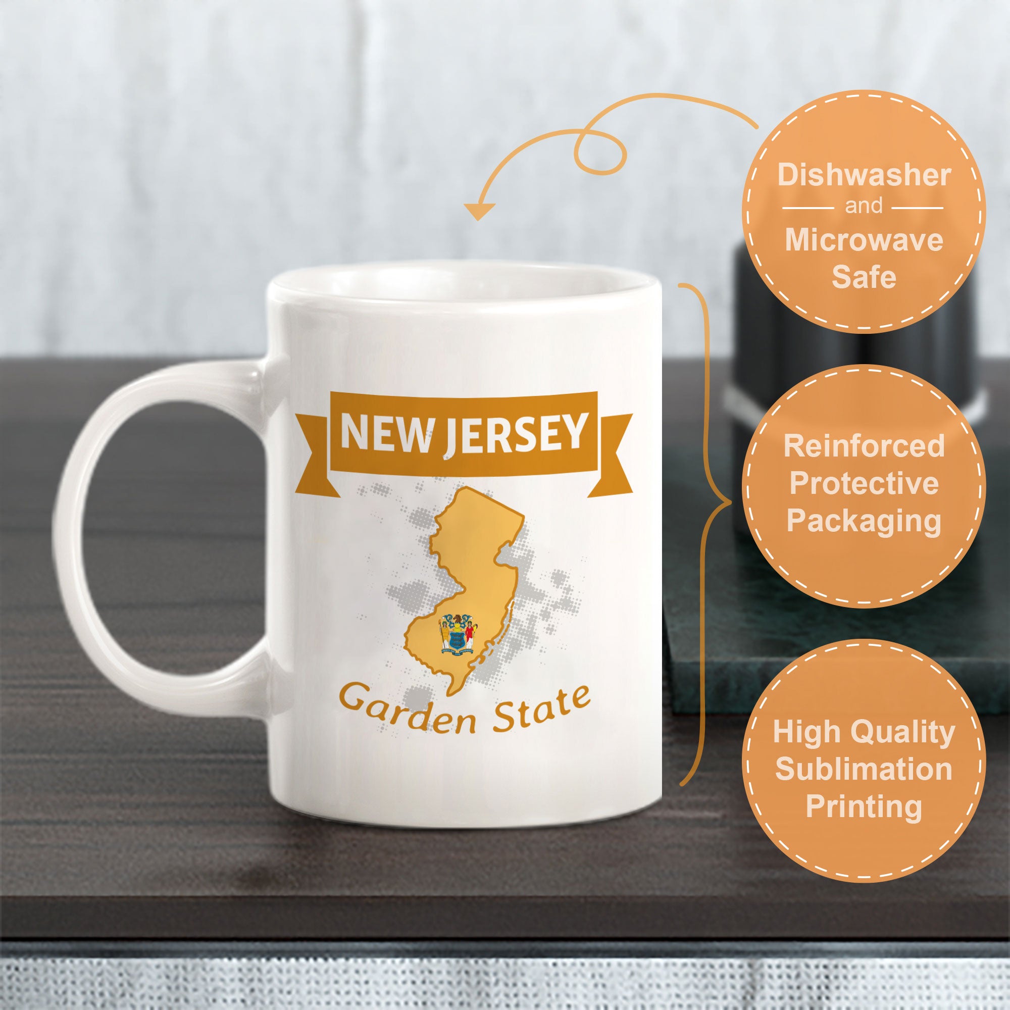 Designs ByLITA New Jersey: Garden State 11oz Plastic or Ceramic Coffee Mug | State Pride Collection