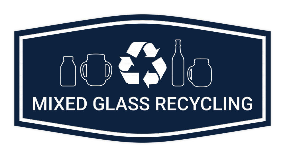 Fancy Mixed Glass Recycling Wall or Door Sign
