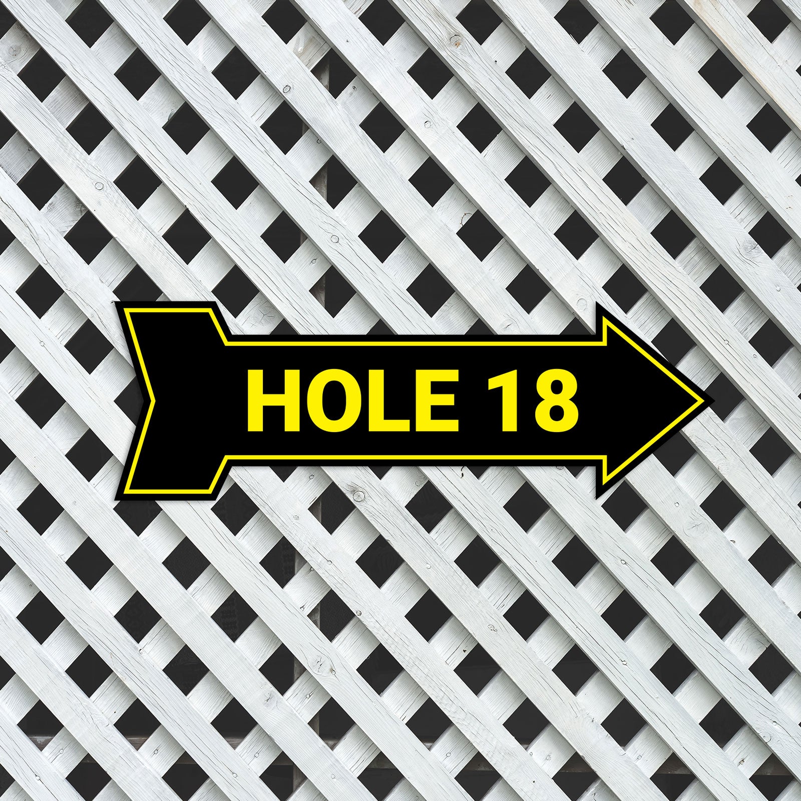 Arrow Shape Hole 18 12x4" Wall or Door Sign | Golf Signage