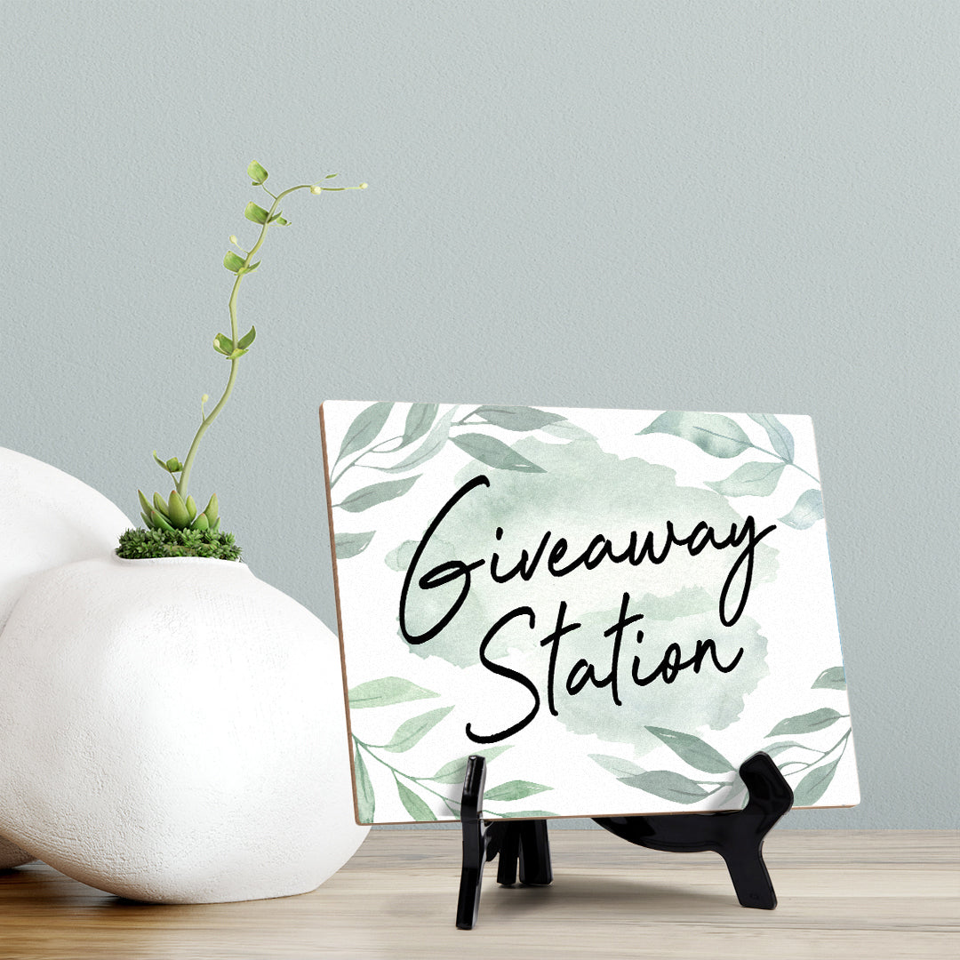 Signs ByLITA Giveaway Station Wedding Decoration Table Sign with Acrylic Stand (6x8“)