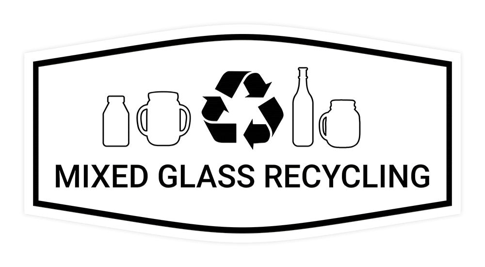 Fancy Mixed Glass Recycling Wall or Door Sign