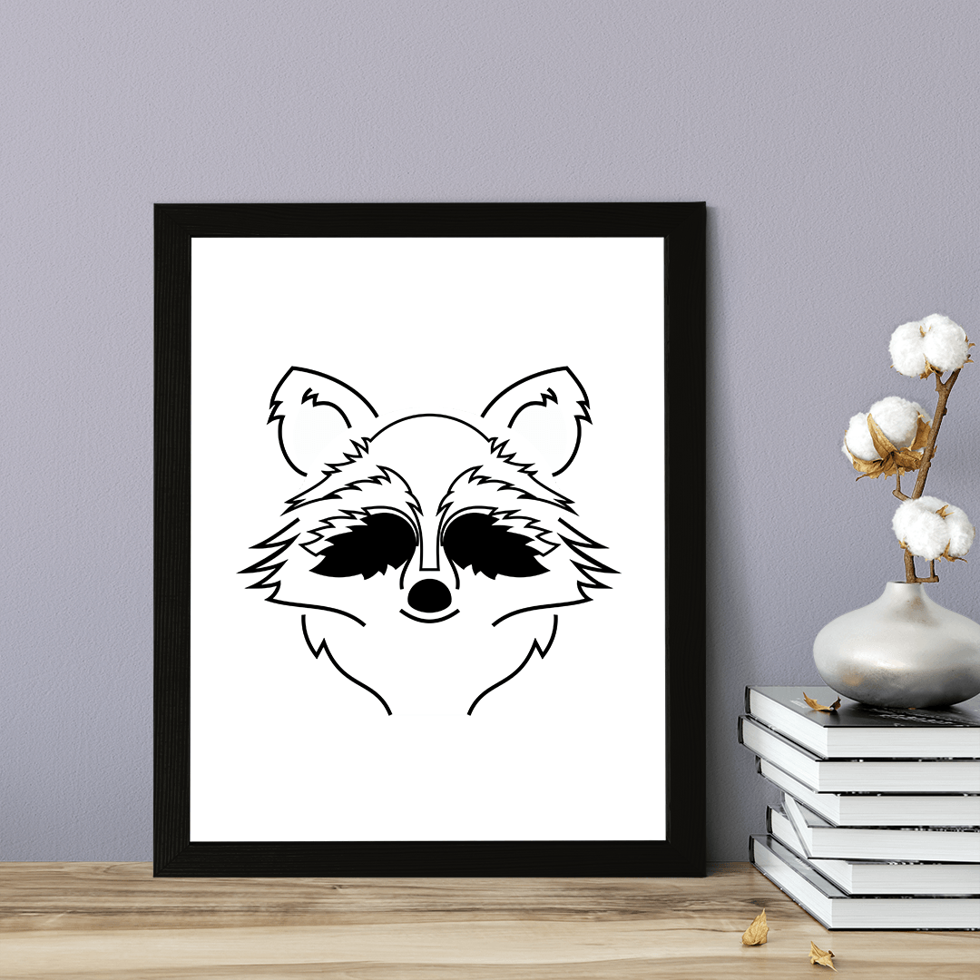 Designs ByLITA Racoon Outlined version, Wall Print Animals Art | Family Presents | Bedroom | Stylish Kindergarten Decor