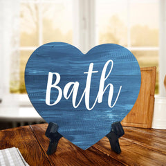 Signs ByLITA Heart Bath, Wood Color, Table Sign (6"x5")