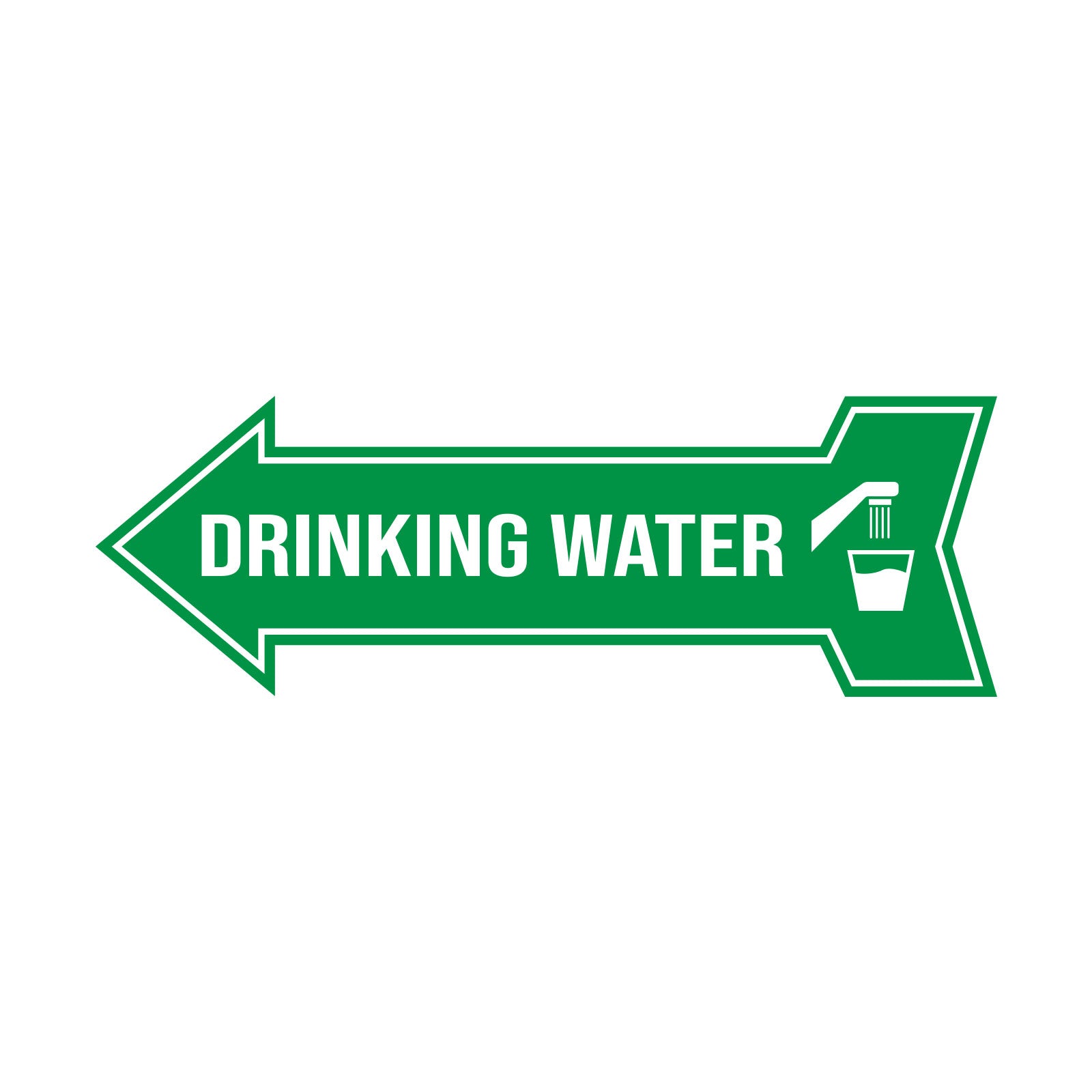 Arrow Shape Drinking Water 12x4" Wall or Door Sign | Public Signage