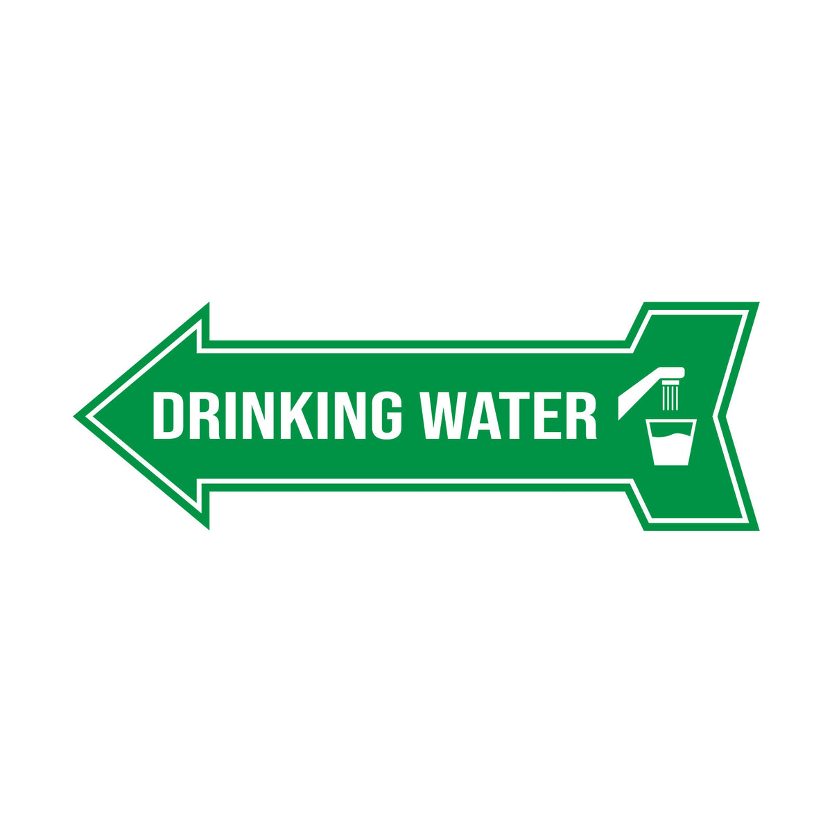 Arrow Shape Drinking Water 12x4" Wall or Door Sign | Public Signage