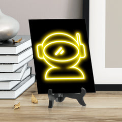 Astronaut Neon Graphic Style Table Sign With Acrylic Easel | Live Streamer Gaming Themed Decoration