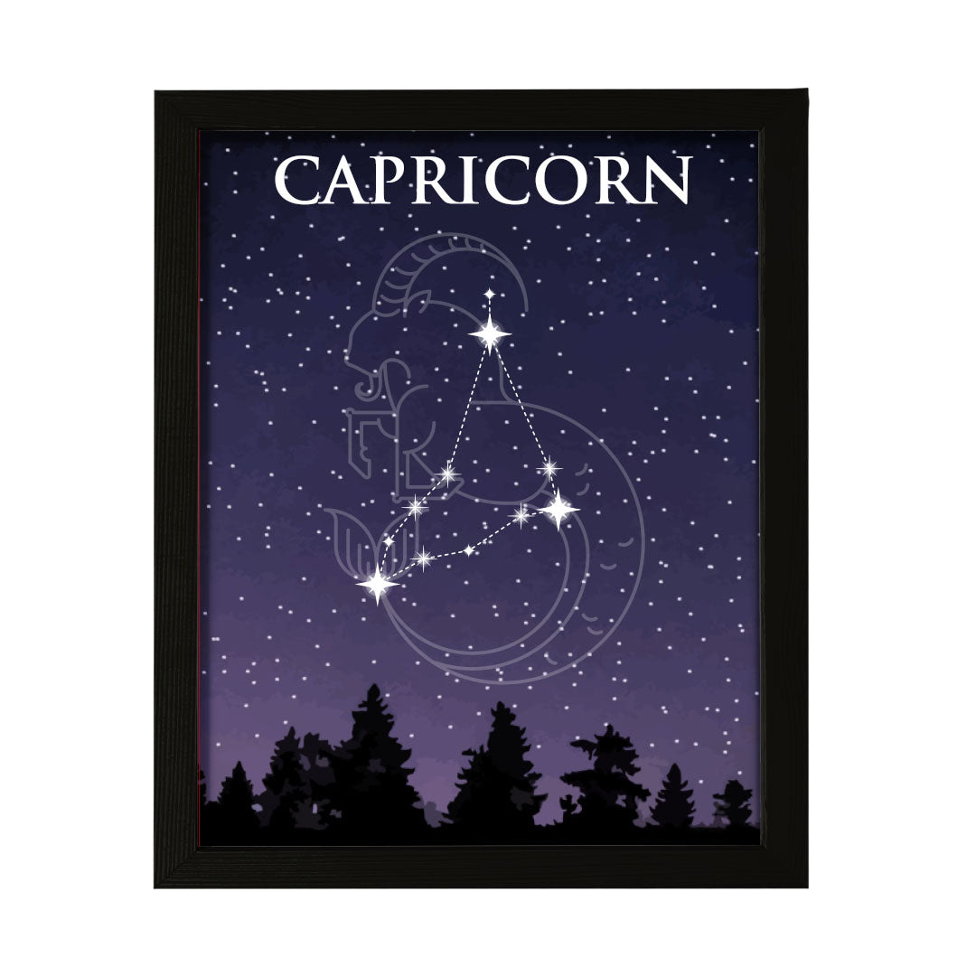 Designs ByLITA Capricorn Zodiac Sign Night Sky, Wall Print Art | Home and Office Decor | Astrology Star Sign Bedroom Decoration | Perfect Gift