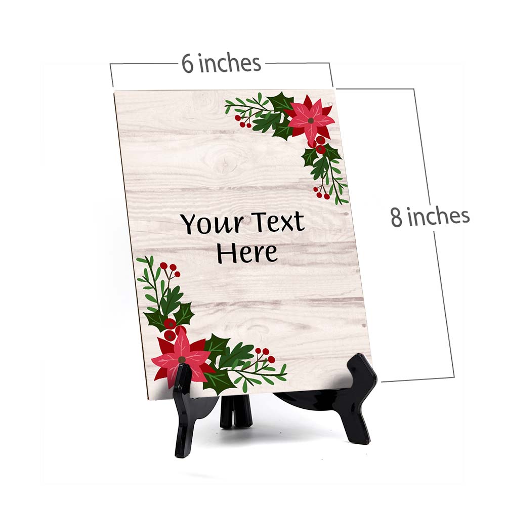 Customizable Christmas Table Sign With Acrylic Stand (6” x 8”) | Holiday Indoor Decoration