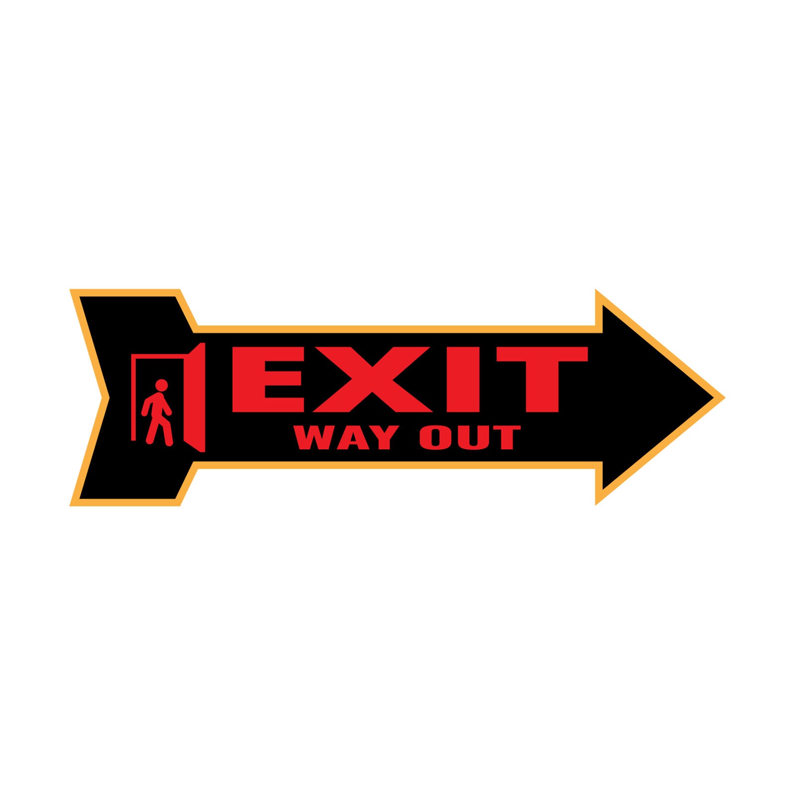 Arrow Shape Exit Way Out 12x4" Wall or Door Sign | Public Signage